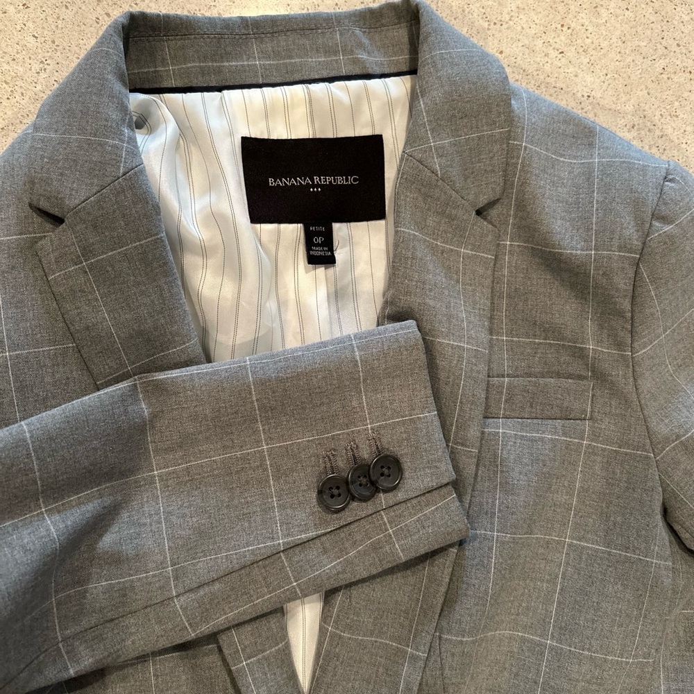 Banana Republic Women's Gray Windowpane Blazer